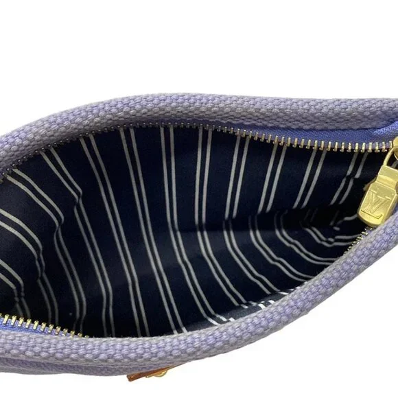Auth LOUIS VUITTON Pochette Platt PM M40070 Blue Antigua - SP1025 Pouch Canvas - Picture 9 of 9